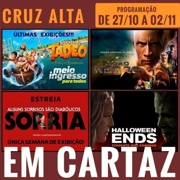 Sorria, Adão Negro e Halloween Ends em cartaz no Cine Globo