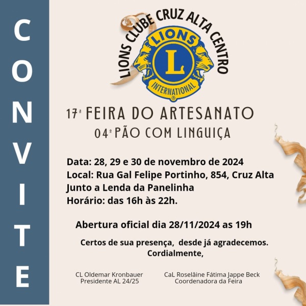 Lions Clube Cruz Alta Centro Realiza Feira de Artesanato e Pão com Linguiça