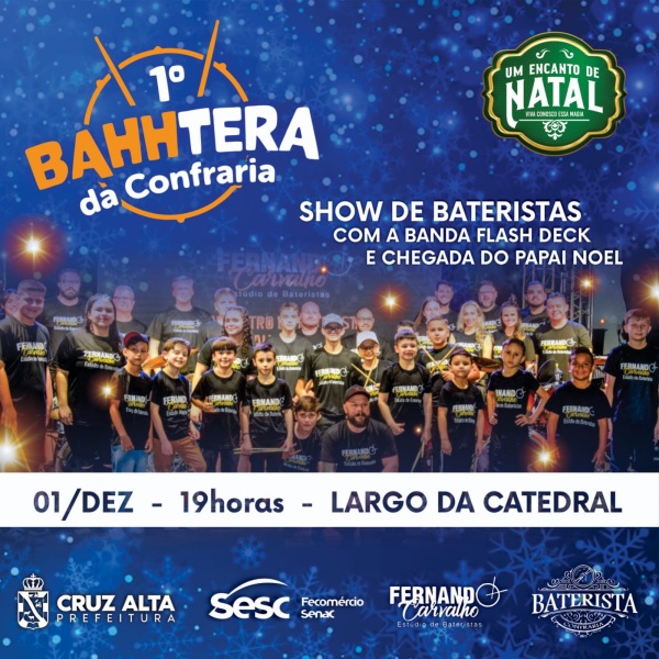 UM ENCANTO DE NATAL> Encontro de bateristas será no domingo dia 01º