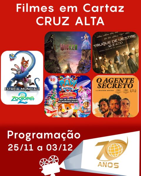 DOMINGO: Confira a programação de filmes  no Cine Globo de Cruz Alta