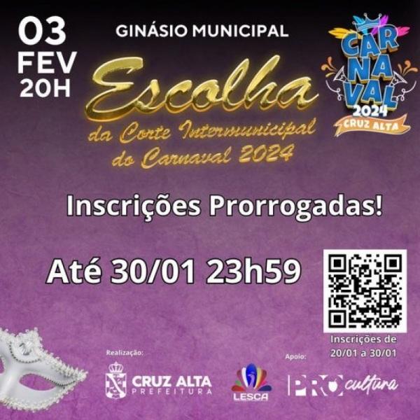 Inscrições para a Corte Intermunicipal do Carnaval encerram nesta terça-feira