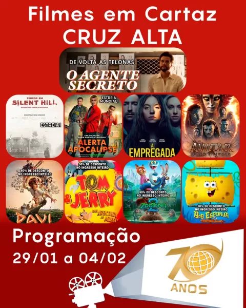 CINEMA: Confira os filmes em Cartaz neste sábado em Cruz Alta