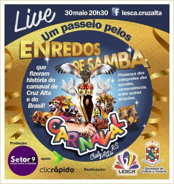 Live solidária do Carnaval vai ao ar neste sábado (30)