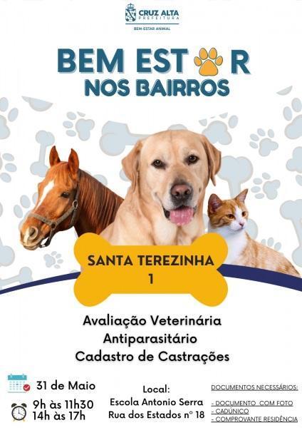 Bem Estar nos Bairros tem campanha na quarta-feira dia 31 na Santa Terezinha 1
