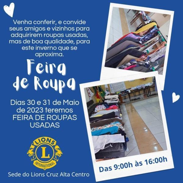 Feira de Roupas Usadas do Lions Clube Cruz Alta Centro será hoje e amanhã