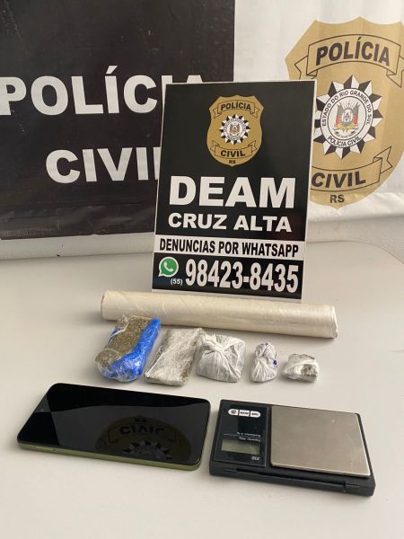 Polícia Civil apreende drogas durante cumprimento de mandado em Cruz Alta