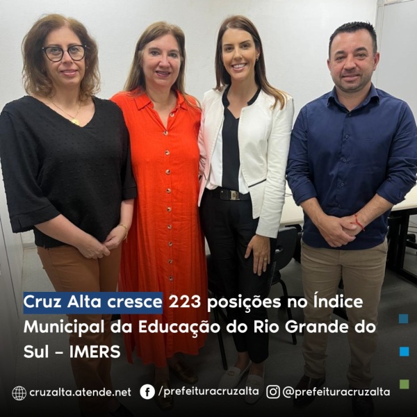 Cruz Alta cresce 223 posições no Índice Municipal da Educação do RS-IMERS