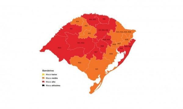 Mapa preliminar da 39ª rodada indica 11 regiões em vermelho e 10 em laranja