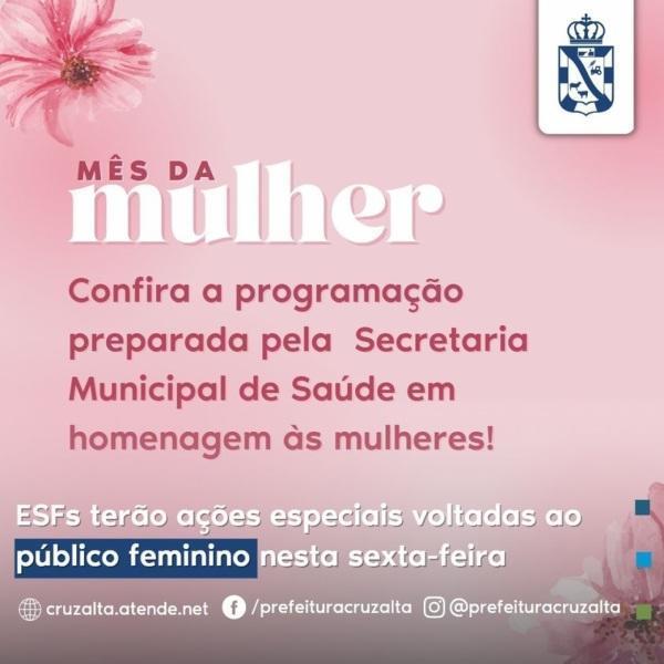 ESFs de Cruz Alta terão atividades voltadas ao público feminino nesta sexta