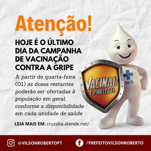  Ultimo dia da Campanha de vacinação contra a gripe