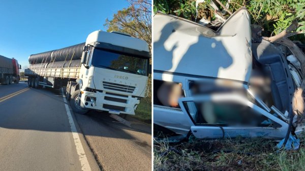 Colisão entre carreta e Uno deixa uma vítima fatal na BR-158 em Cruz Alta