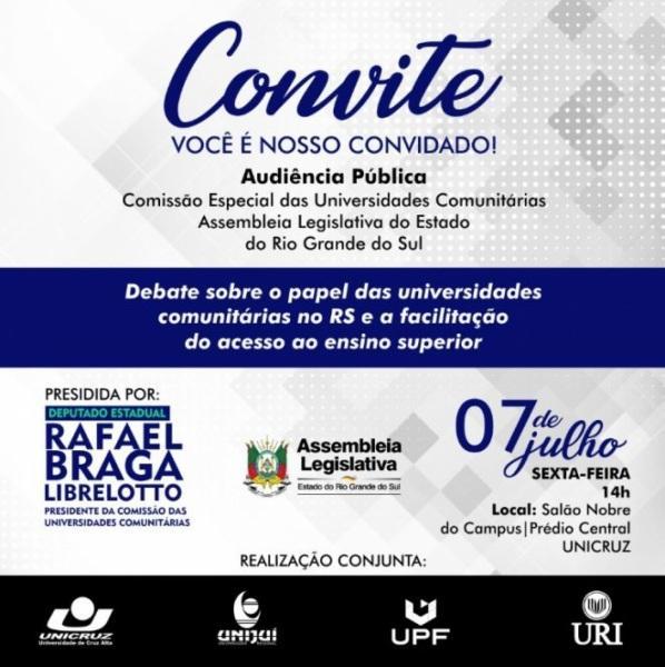 Unicruz realiza audiência pública sobre o papel das Universidades Comunitárias
