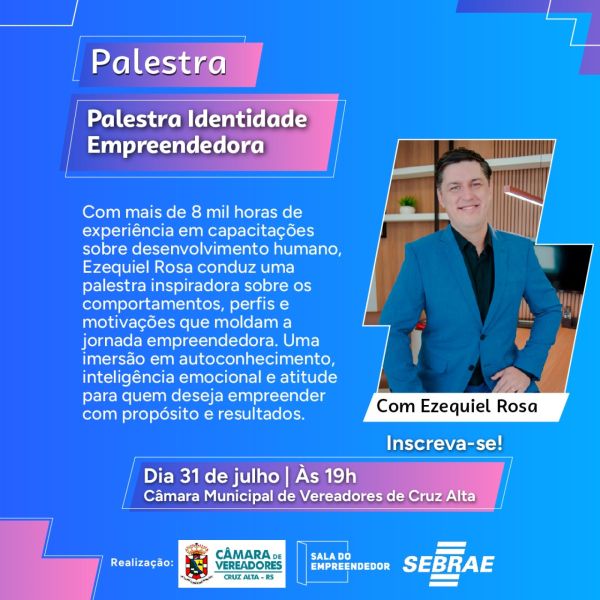 HOJE> Palestra sobre empreendedorismo e autoconhecimento ocorre na Câmara