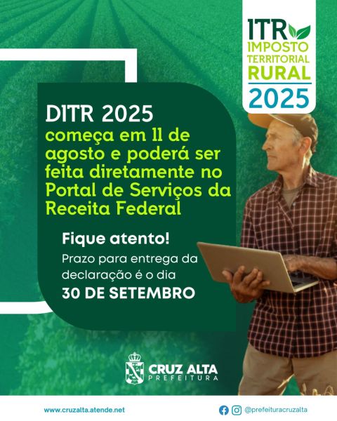 COMEÇA DIA 11>Produtores devem entregar declaração do ITR até 30 de setembro