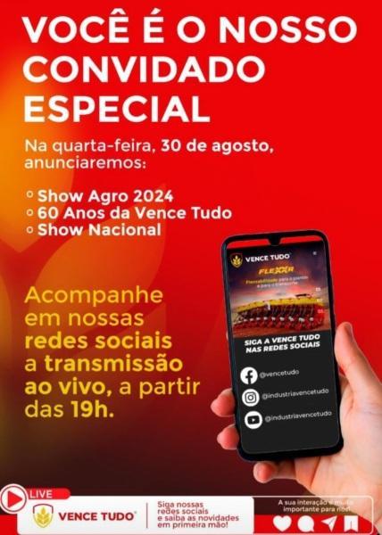 Vence Tudo lança programação do Show Agro e dos 60 anos nesta quarta-feira