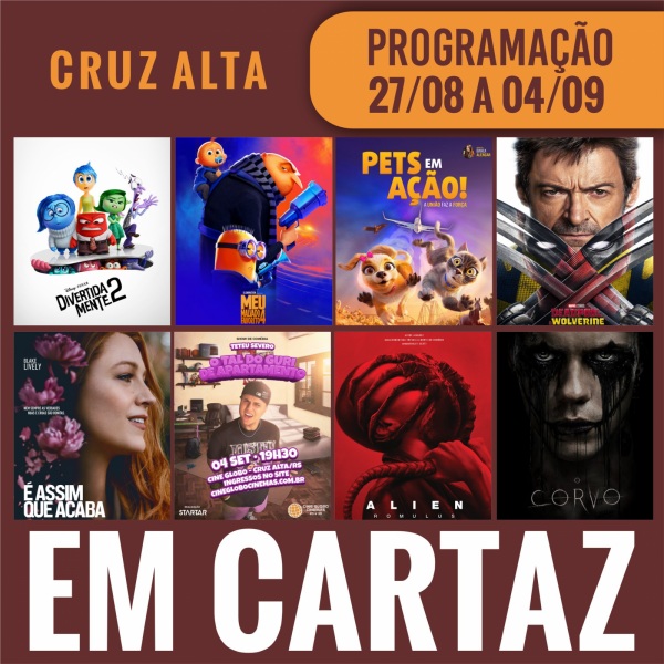 DOMINGO: Confira a programação de filmes  no Cine Globo de Cruz Alta