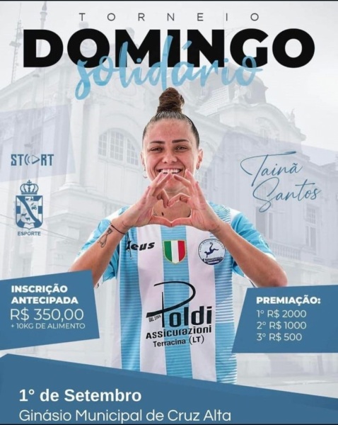 É HOJE> Torneio Domingo Solidário Tainã Santos no Ginásio Municipal