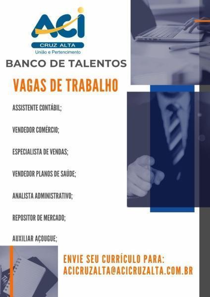 Banco de Talentos da ACI divulga vagas de trabalho