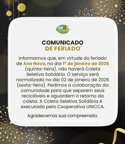 Coleta Seletiva Solidária é suspensa no feriado de Ano Novo em Cruz Alta