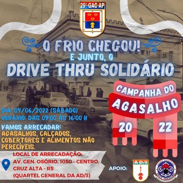 29º GAC AP realiza Drive Thru solidário para arrecadação de agasalho