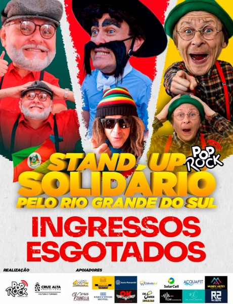 INGRESSOS ESGOTADOS> Stand Up Solidário promovido pela Pop Rock será amanhã
