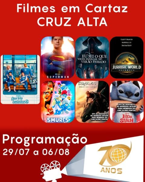 CINEMA: Confira os filmes em Cartaz neste sábado em Cruz Alta