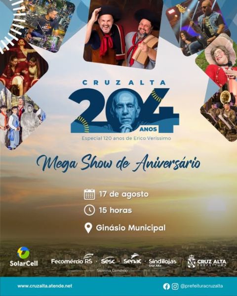 AGOSTO> Cruz Alta celebra 204 anos com programação especial 