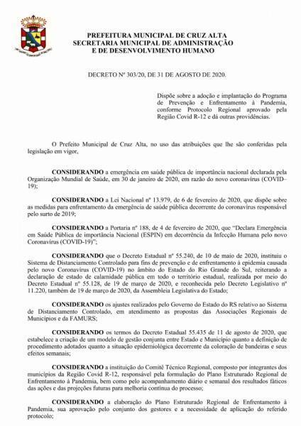 Prefeitura divulga atualização de Decreto Municipal: Confira