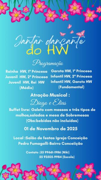 Jantar Dançante da Escola Hildebrando Westphalen é neste sábado