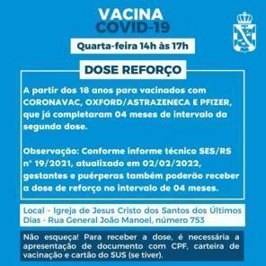 Vacinação contra a Covid -19 em retorna nesta quarta-feira em Cruz Alta