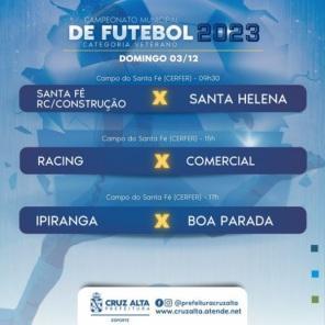 Domingo com rodada do Citadino de futebol de Campo categoria Veteranos