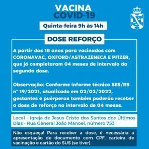 Nesta quinta-feira tem vacinação em adultos contra a Covid-19 em Cruz Alta