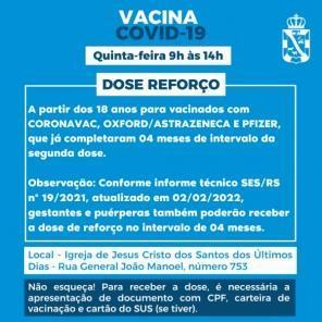 Nesta quinta-feira tem vacinação em adultos contra a Covid-19 em Cruz Alta