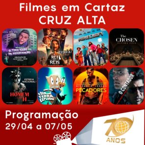 CINEMA: Confira os filmes em Cartaz neste sábado em Cruz Alta