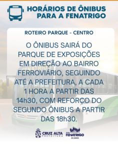 Ônibus gratuitos levam população à XVIII Fenatrigo neste fim de semana