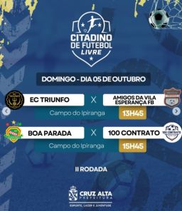 HOJE> Campeonato Citadino de Futebol de Campo tem 06 jogos na 2ª Rodada