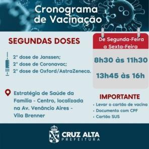 Nesta segunda Cruz Alta volta com a vacinação contra a Covid-19