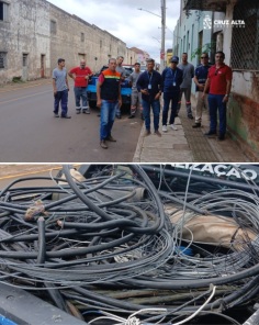 Mutirão realiza remoção de fios excedentes em postes da Pinheiro Machado