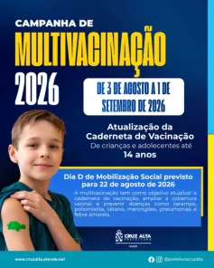 Campanha de Multivacinação começa nesta segunda em Cruz Alta