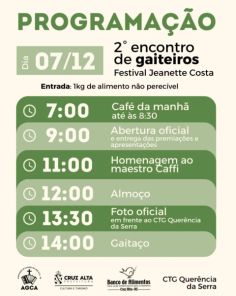 Tradição e música campeira marcam o 2º Encontro de Gaiteiros em Cruz Alta