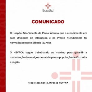 NORMALIZADO> os atendimentos nas unidades do Hospital São Vicente de Paulo