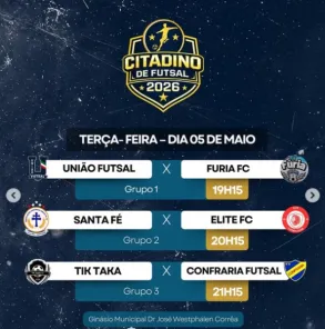 28 EQUIPES: Citadino de Futsal 2026 Começa hoje  no Ginásio Municipal