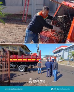 Mutirão retira cabos inutilizados e melhora segurança urbana em Cruz Alta