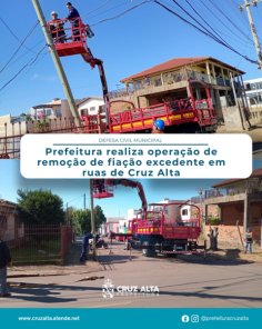 Mutirão retira cabos inutilizados e melhora segurança urbana em Cruz Alta