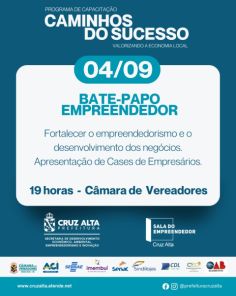HOJE> Cruz Alta promove bate-papo empreendedor na Câmara de Vereadores