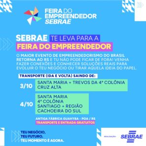 Feira do Empreendedor terá transporte gratuito para Cruz Alta e região