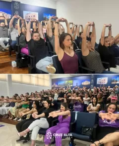 Profissionais da saúde participam de atividade alusiva ao Março Lilás