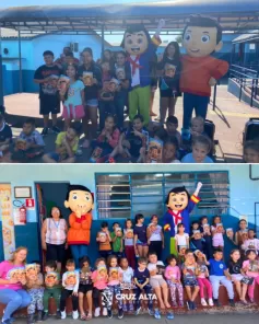 Turminha do Erico segue roteiro de entregas do Gibi nas escolas municipais