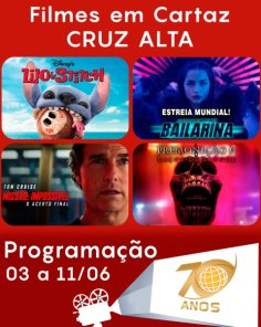 CINEMA: Confira os filmes em Cartaz neste sábado em Cruz Alta