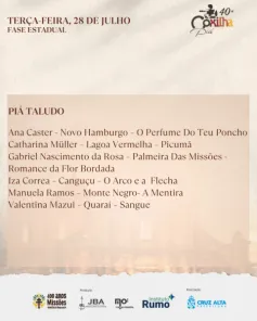 46ª Coxilha Nativista e 40ª Coxilha Piá apresentam as canções classificadas